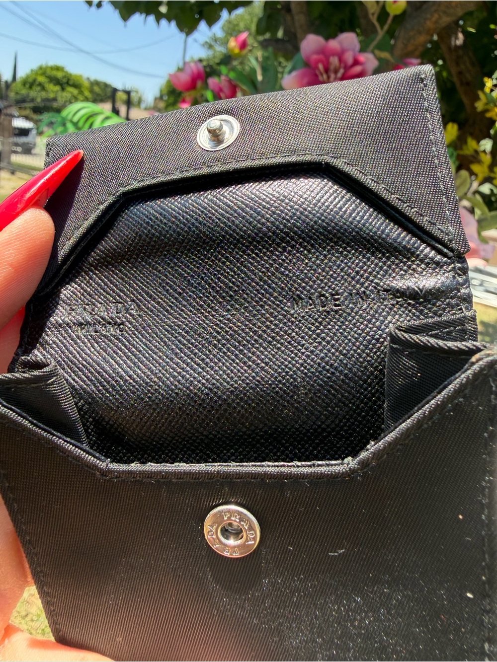 Prada Black Nylon Triangle-Logo Compact Wallet - Picture 3 of 4